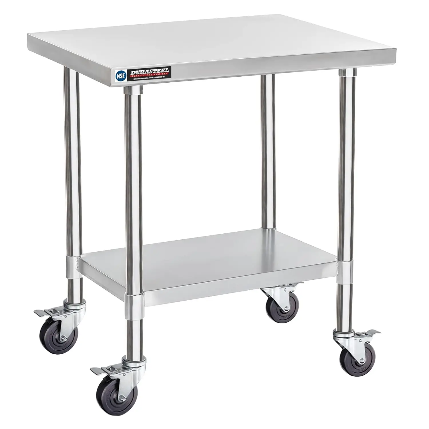 24 x 30 Inch Metal Table Cart - Commercial Workbench with Caster Wheel - NSF Certified - For Restaurant, Warehouse, Home