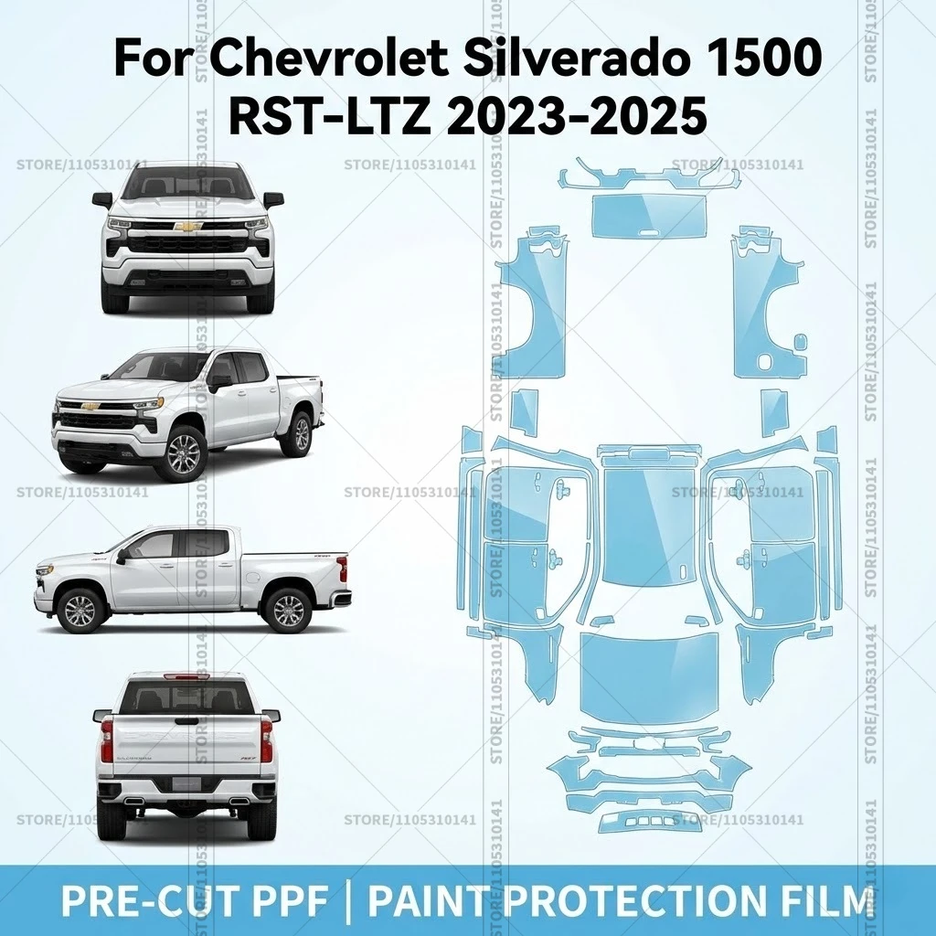 

Предварительно нарезанная прозрачная защитная пленка PPF для автомобилей Chevrolet Silverado 1500 RST-LTZ 2023-2025