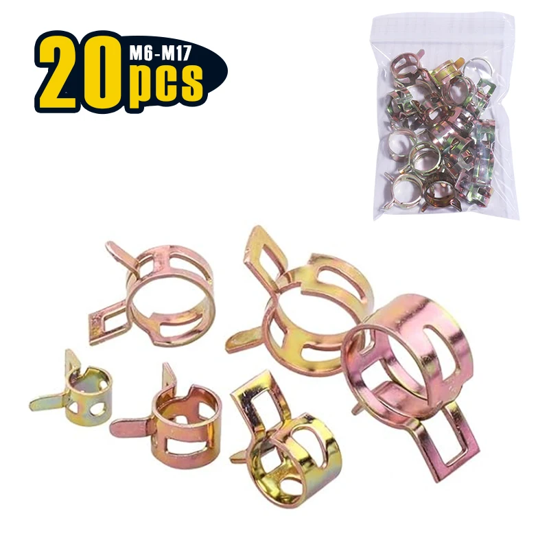 

20 Pcs 6-17mm Spring Hose Clamp Assortment kits, Silicone Vacuum Hose Action Pipe Clamp Low Pressure Air Clip Clamps
