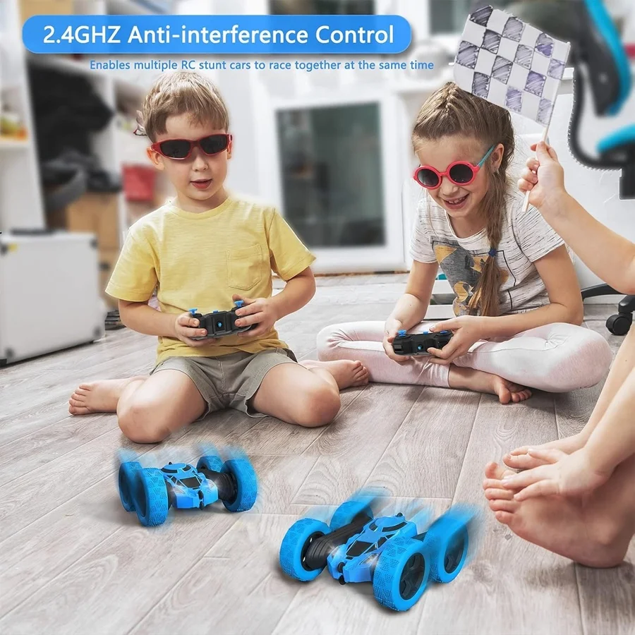 Auto telecomandata, macchinine RC per bambini, auto acrobatica 4WD con luci a LED 360 °   Flips, regalo giocattolo elettrico Drift Racing per ragazzo e ragazza