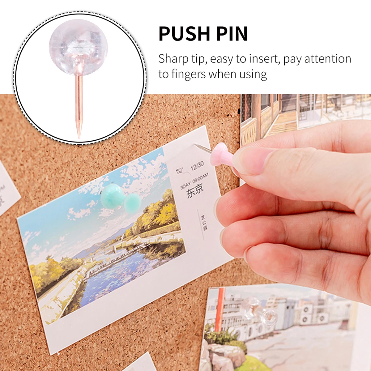 

100Pcs Transparent Pushpins Plastic Blunted Tips Safe for School Office Home Map Pushpins Travel Maps Decoration