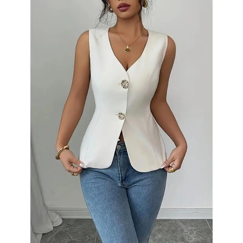 

Slim Fit Rosebutton Vest Cross-Border Rose Flower Button Women's Jacket Inner Wear Regular Length Other Material 100%