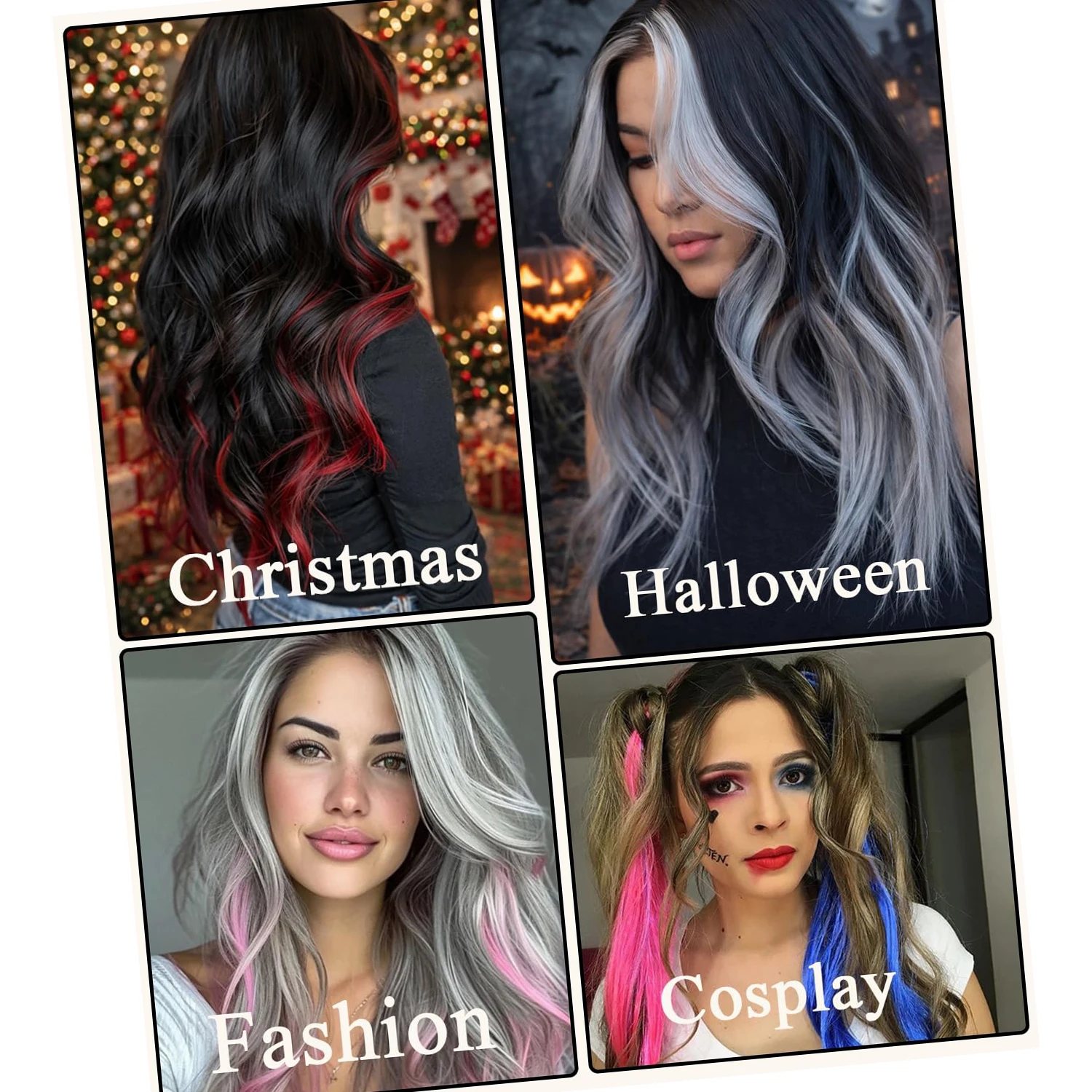 Clip In Hair Extensions 22 Inch 3 PCS for Parties Festivals | Night Out, Birthdays & Dress Up  Reusable Synthetic Hair for Girls view 6