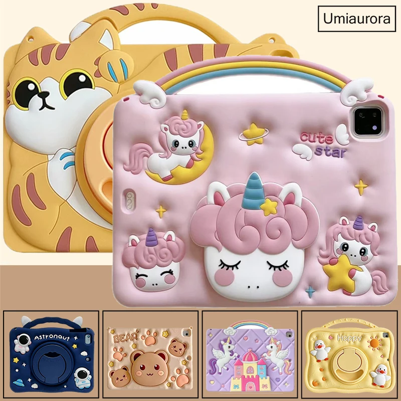 

Для Samsung Tab A8 A9 Plus SM-X210 SM-X110 X200 A7 S6 Lite 10,4 дюйма P620 T500 T220 Мультяшный детский силиконовый чехол-подставка для планшета