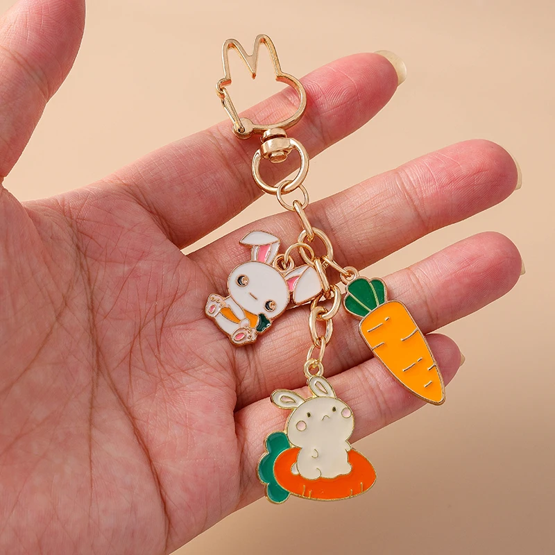 Aihua Lovely Carrot Rabbit Keychain For Women Cute Animal Bunny Key Rings Car Key Handbag Pendant Jewelry Souvenir Gifts