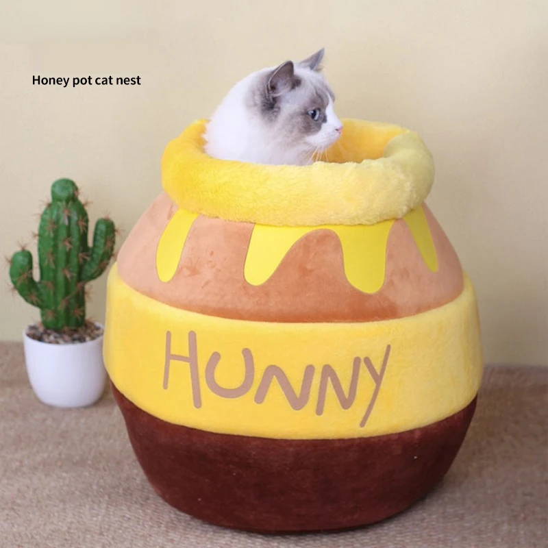 

Honey Pot Cat Litter All Seasons Universal Cat Bed Semi Enclosed House Kitten Summer Cooler Kennel Dog Kennel Pet Supplies