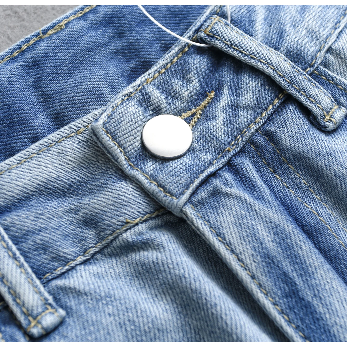 라이트 블루 워터 워시 데님 바지 여성 여름 패션 하이 웨이스트 루즈 크롭 바지 다목적 여성 와이드 레그 청바지