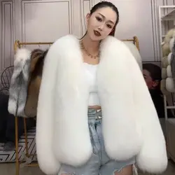 A genuine fox fur jacket made entirely of fox skin, featuring a new version of the white fox silver fox fur jacket