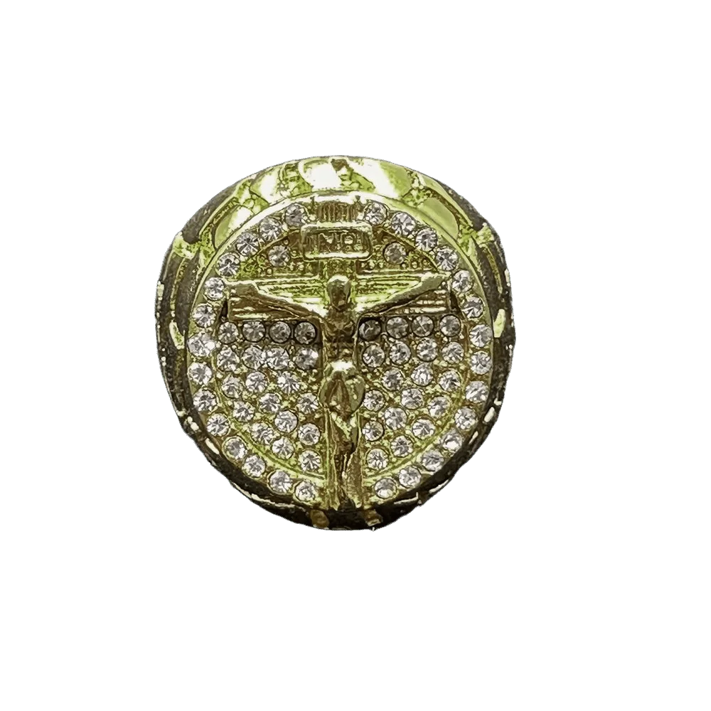 

Men's exclusive 18K gold-plated ring, high-end diamond inlay, handcrafted, suitable for hip-hop, rap, and street gangs