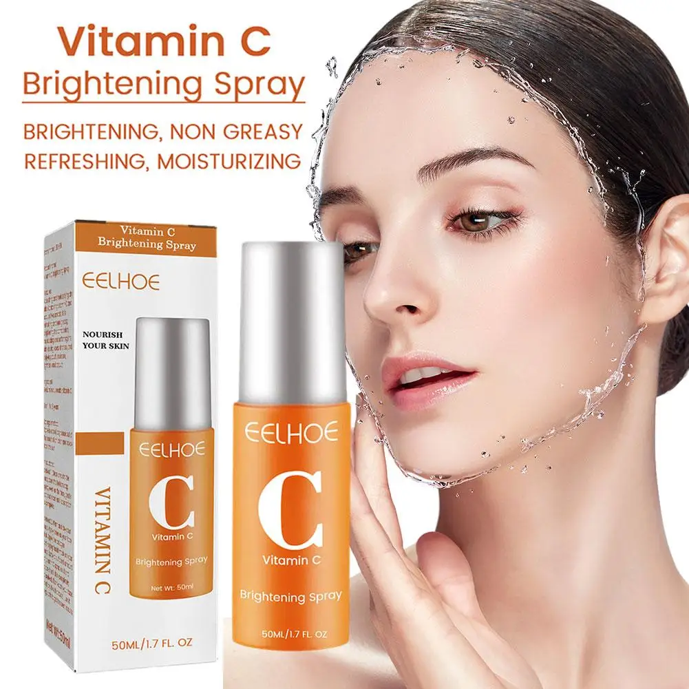 50ml Vitamin C Brightening Facial Spray Mist Green Relieve Nourishing Redness Tea Moisturizing Whitening Portable Anti-wrin X8R7