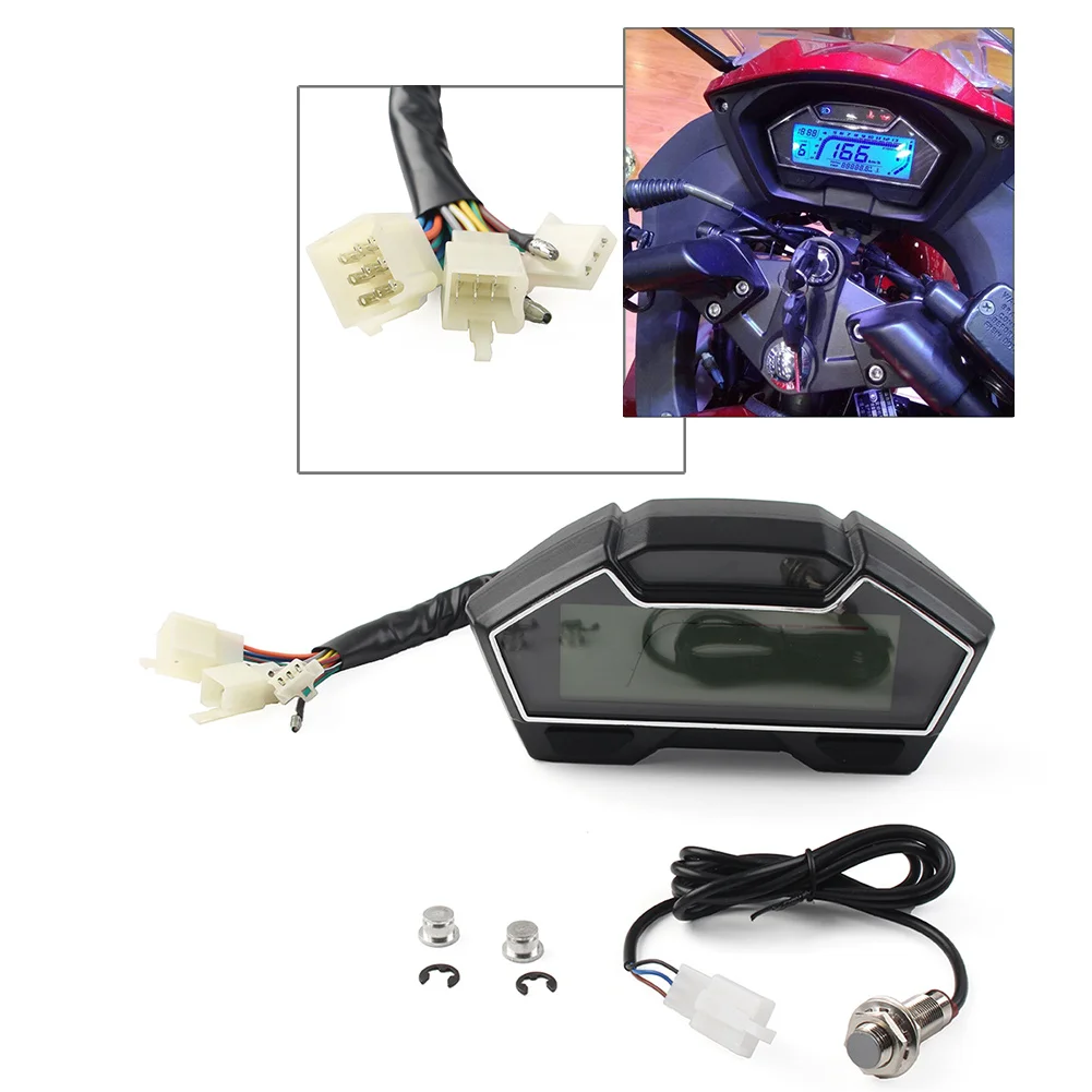 Universal RPM LCD Digital Motorcycle Odometer Speedometer Tachometer Gauge Speed