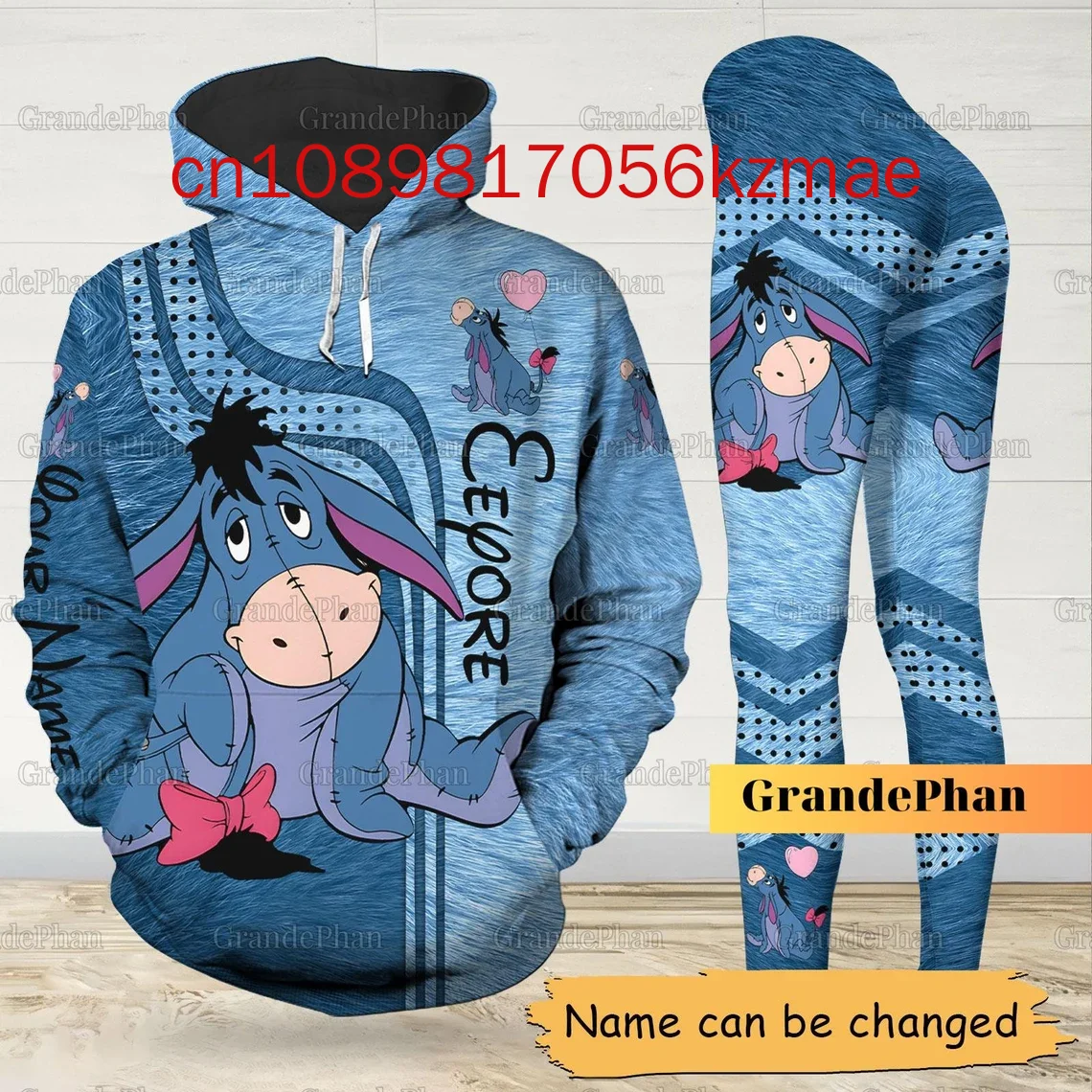 2024 New Disney Eeyore Hoodie Legging Suit women\'s Diseny Hoodie Yoga Pants Sweatpants Fashion Tracksuit set