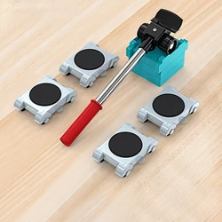 8PCS/Set Furniture Mover Tool Set Heavy Stuffs Moving Roller With Bar Furniture Mover Lifter With Wheel Professional Moving Tool