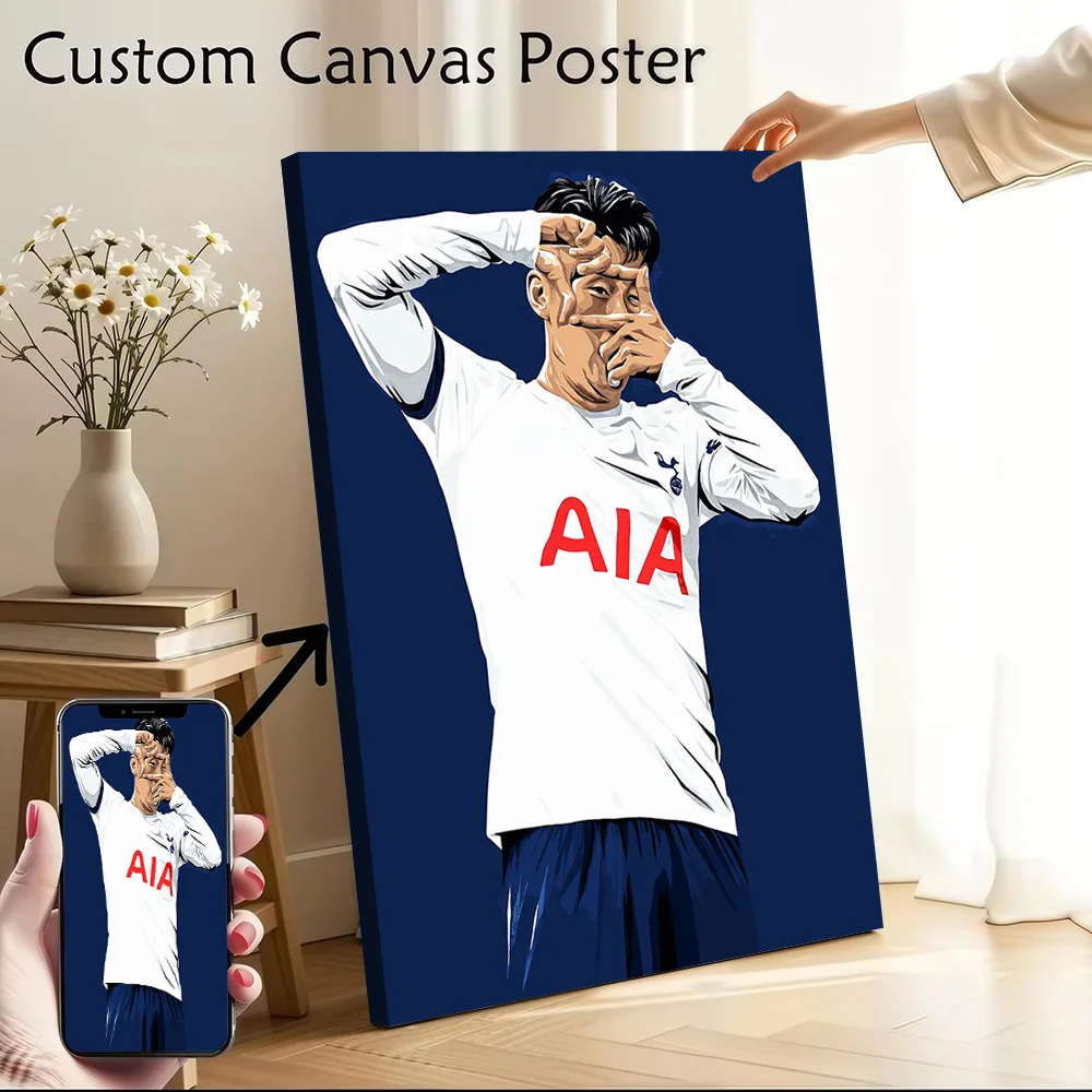 Son Heung-min Printed Canvas Poster Custom Pictures Wall Art Canvas Painting for Bedroom Decoration Living Room Wand Deko Home