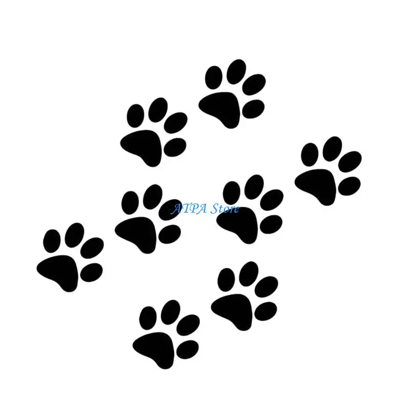U13C Pack Of 8 Waterproof Cats Paws Print Decals Reflective Cats Paws Stickers Decorative Decals for Cars Laptops & Water