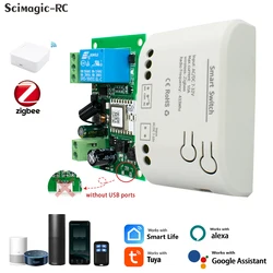 Zigbee Tuya Smart Relay Switch Module 1 Channel AC/DC 7-32V RF/APP Wireless Remote Control Smart Home Work With Alexa