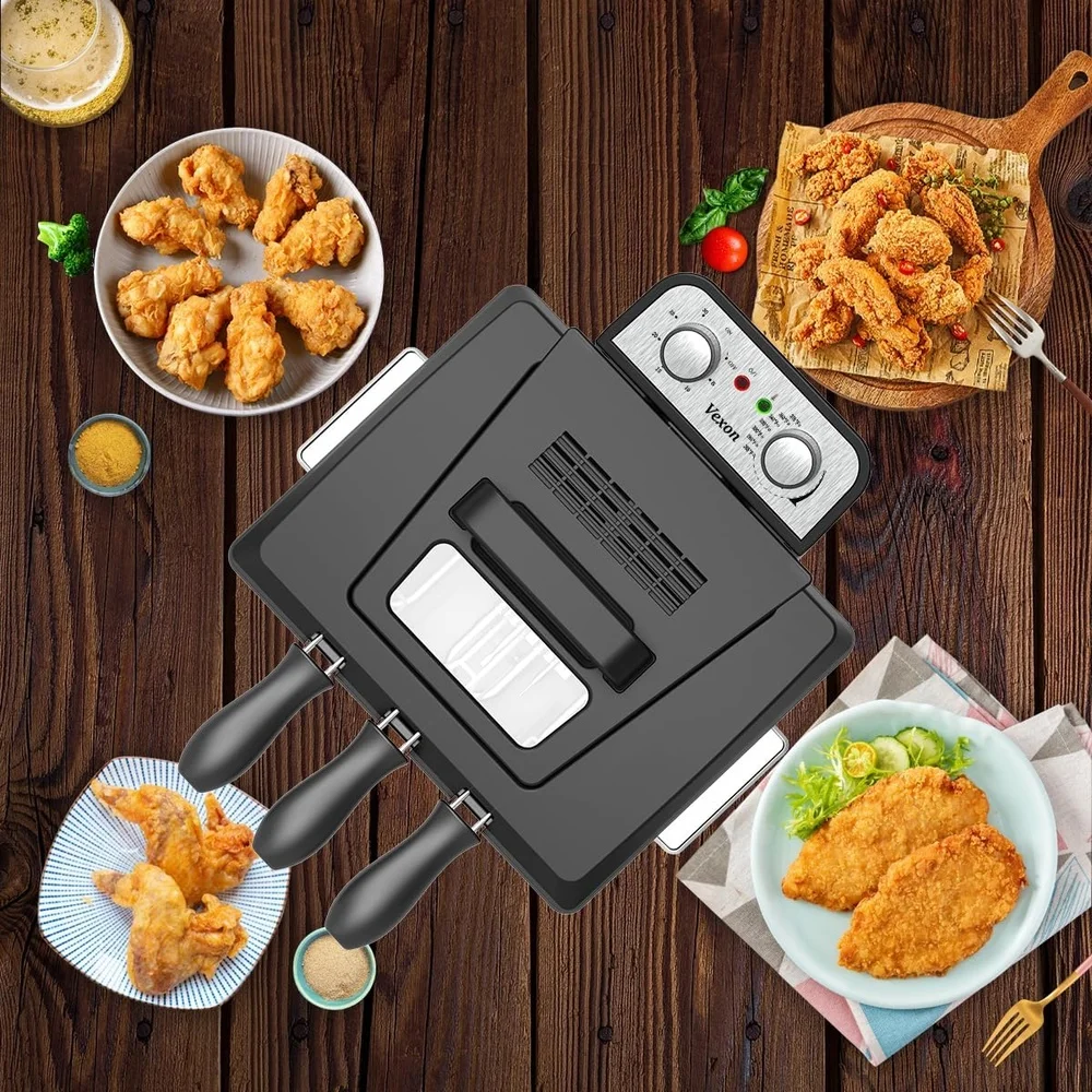 Friteuse électrique 1800W, grande capacité 5L, 3 paniers, fenêtre de visualisation à température réglable, filtre Anti-graisse, cuisine à domicile