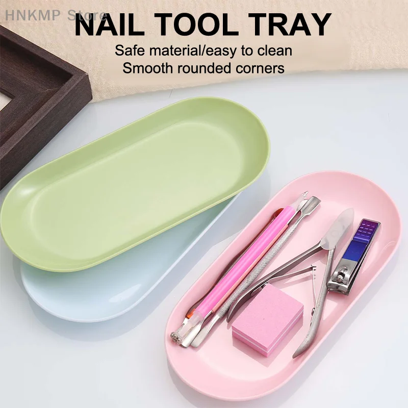 

Plastic Cosmetic Storage Tray Nail Art Equipment Plate Nail Art Tray Oval Manicure Tweezers Storage Tray Fake Nail Tray Tool