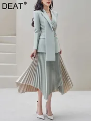 DEAT-Veste crantée à manches longues pour femmes, jupes taille haute, style dame de bureau, trempée, vêtements de nuit pour documents, nouveau, automne, 2024, 15TT091