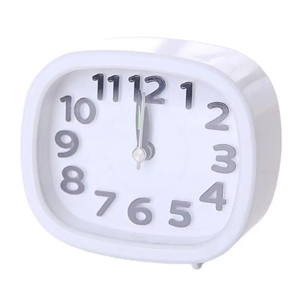 Alarm Analog Clock Plastic Table Clock Battery Powered Easy to Use  Useful Portable Silent Desktop Analog Clock