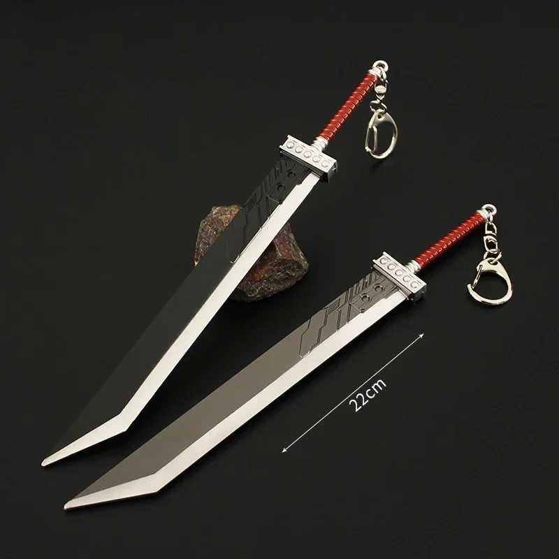 22cm/ 8.66in Fantasy Claud Destruction Sword Keychain Game Peripherals Weapon Props Metal Collectible Desk Ornaments Boy Gift