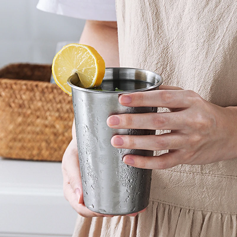 4Pcs Stainless Steel Pint Cups Stackable Beer Cup Tumblers Metal Drinking Cups for Travel Outdoor Beer Mug Home Bar Drinkware