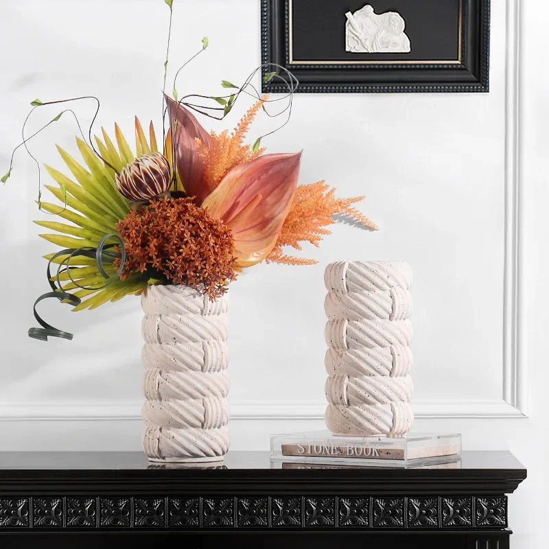 Yellow Cave Stone Vase Premium Sense Retro Soft Decoration Model Room Entrance Desktop Decoration