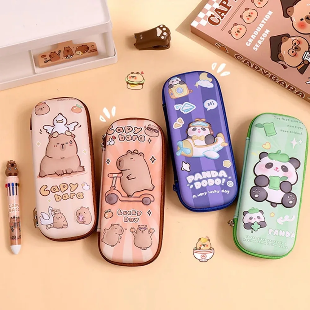 

Large Capacity 3D Capybara Pencil Case Stereoscopic Waterproof 3D Cartoon Pen Box Multifunctional Panda Multi-layer Pencil Case