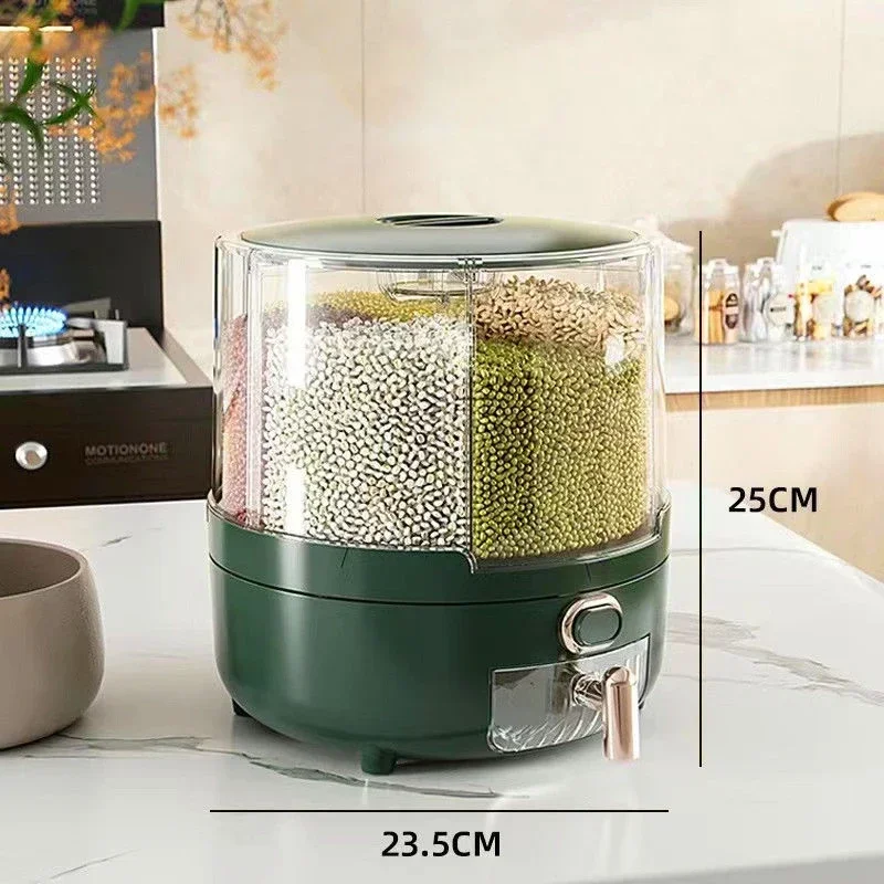 Food Storage Container 360 Rotating Grain Box Moisture-proof Grains Separated Storage Jars Dust-proof Kitchen Accessories