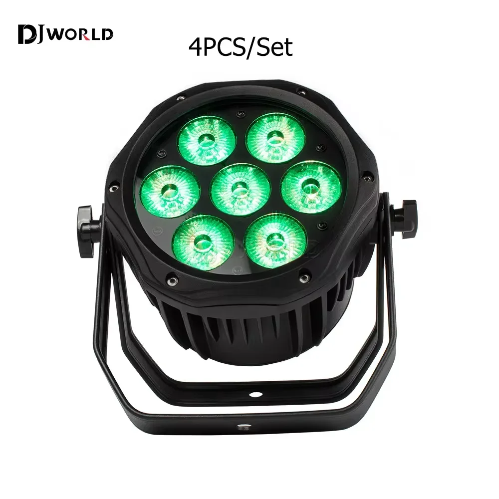 4PCS Waterproof LED Par Light 7x18W RGBW+UV 6in1 Outdoor IP65 Aluminum DMX Stage Effect Lighting for DJ Party Concert Wedding