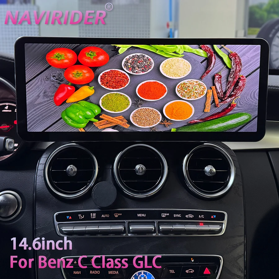 شاشة الوسائط المتعددة اللاسلكية CarPlay Android مقاس 14.6 بوصة لسيارة Mercedes-Benz C Class W205 GLC V Class W447 A W176 CLA GLA 2015-2022