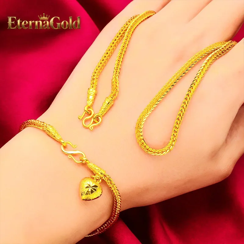 

EternaGold Набор из ожерелья и браслета с золотом 24K, 3 мм, в форме лисы | Чистое золото AU999, изящный силуэт лисы, тонкий, 3 мм, для яркого выражения индивидуальности.