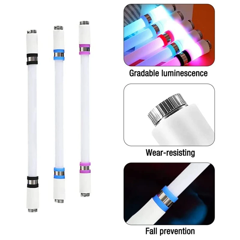 Penna rotante Top-3 pezzi, penna rotativa a LED, penna rotante, giocattolo con penna rotante per dito resistente alle cadute (nessun ricarica della penna)