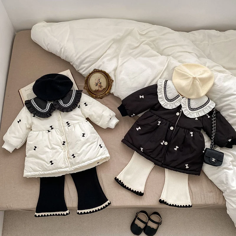 Winter 0-5Yrs Newborn Baby Girls Thick Coat Toddler Baby Girl Plush Jacket Embroidery Thicken Warm Cardigan Children Clothes