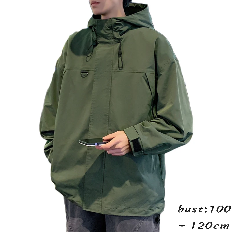 high quality hooded jacket men big size windproof zipper new spring autumn 2024 causal outerwear clothing - white green black