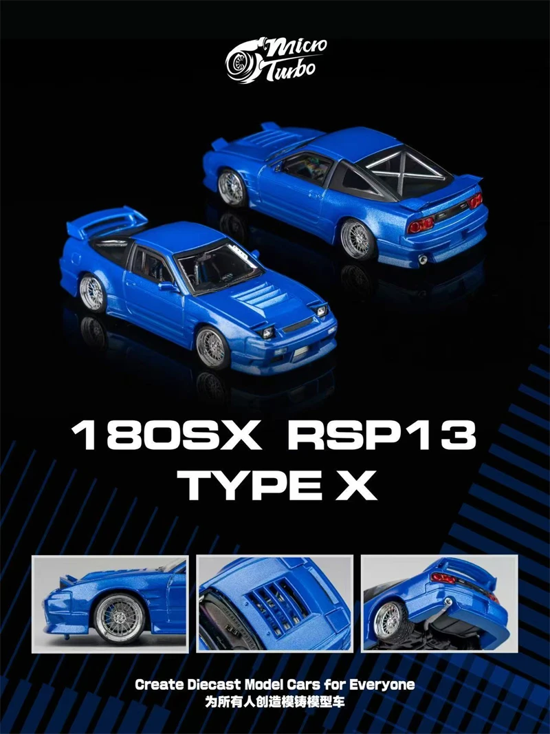 

Micro Turbo 1:64 180SX TPYE X металлический синий литой под давлением модель коллекционной машины