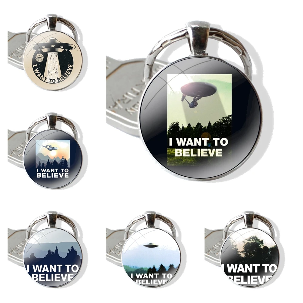 Keychain Handmade Glass Cabochon Key Ring Holder Pendant Key Chains Dou You Want To Believe