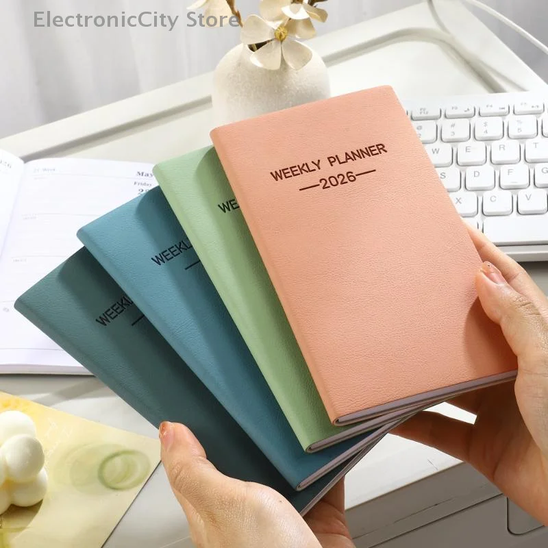 Agenda giornaliera 2026 da 1 pezzo, calendario in pelle a colori Morandi formato A6, 64 fogli, calendario settimanale sottile da 128 pagine