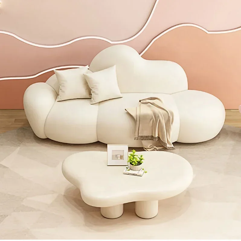 

l Nordic light luxury cloud sofa cream wind living room small cashmere creative sofa