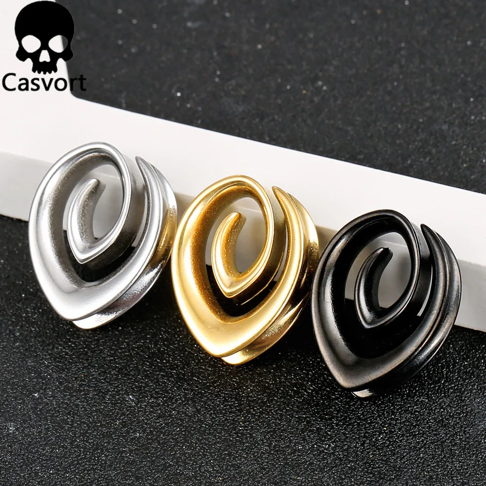 

Casvort 10PCS Wholesale Spiral Simple Saddle Plugs Saddle Hangers for Stretched Lobe Ear Tunnels Gauges Piercing Body Jewelry