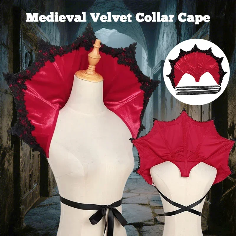 

Gothic Cape Collar Vampire Cosplay Velvet Stand Collar Party Carnival Decoration Accessorie Masquerade Dress up Costumes Props
