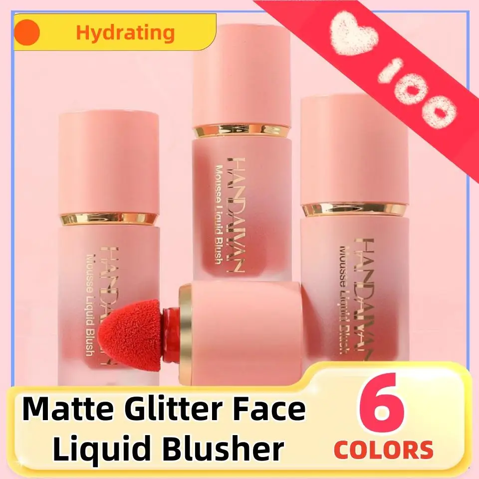 NIEUW Matte Glitter Gezicht Vloeibare Blusher Gladde Wang Oogmousse Blush Markeerstift Stick Rouge Waterdichte Contour Make-up