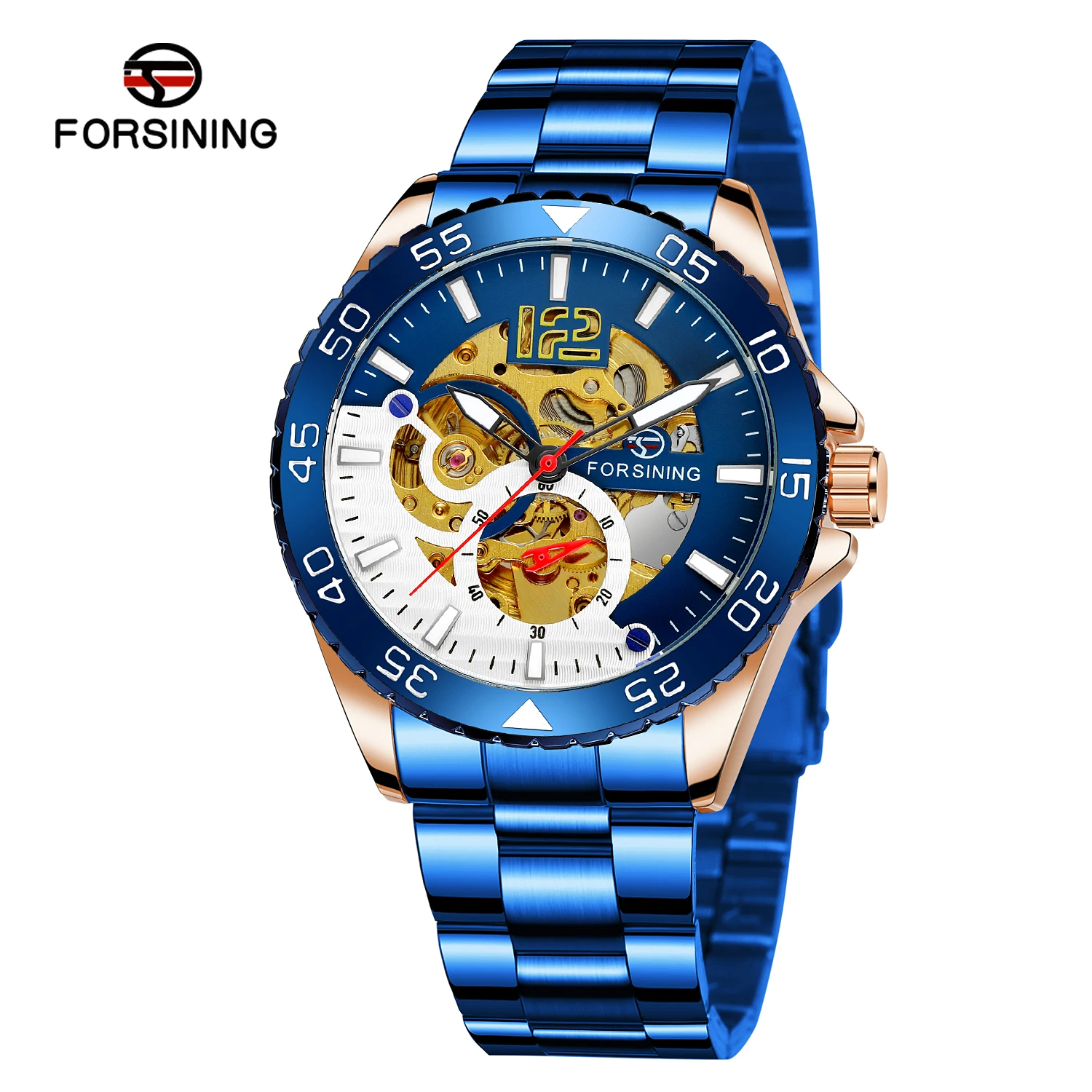 

Forsining Fashion Sports Mechanical Men Watch Skeleton Waterproof Stainless Steel Strap Business Male Watches Relogio Feminino