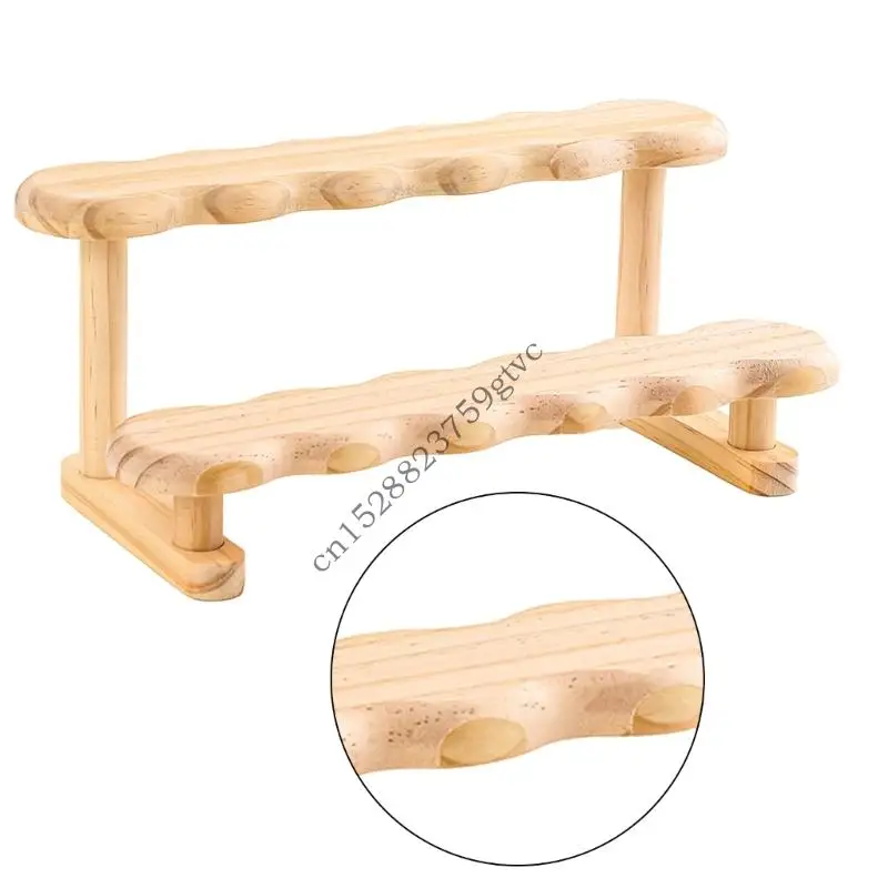 

D0UF Natural Wooden Shelf Organizers 2 Layer Risers for Perfume Bottles Dolls Exhibition