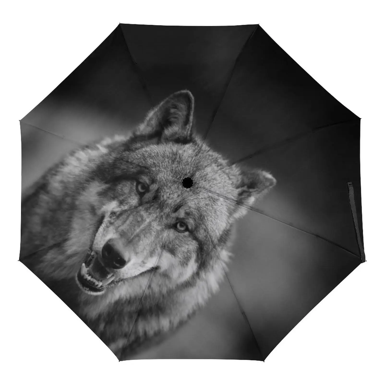 Wolf Dreamcatcher Travel Umbrella for Rain Sun Gothic Animal Compact Folding Umbrella Portable Windproof Umbrellas for Teens