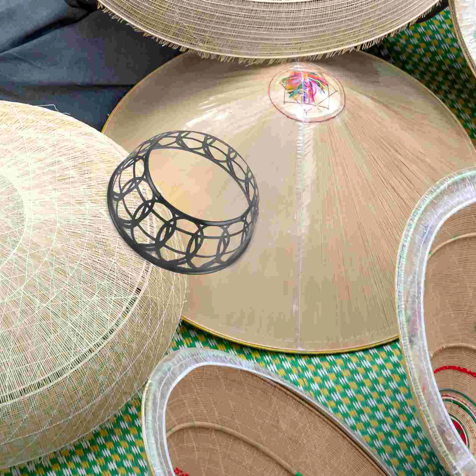 6 個の帽子インナーリングボウル竹ストロー 6 個の編組ホルダーラックファーマー DIY 用品プラスチックサポートループ