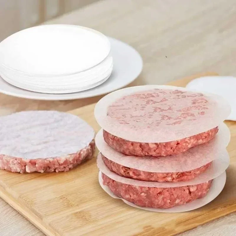 100pcs Round Oil Paper Hamburg Meat Paper Oven BBQ Absorbing Oil Paper Non-stick Heat Resistance Kitchen Baking Accessories
