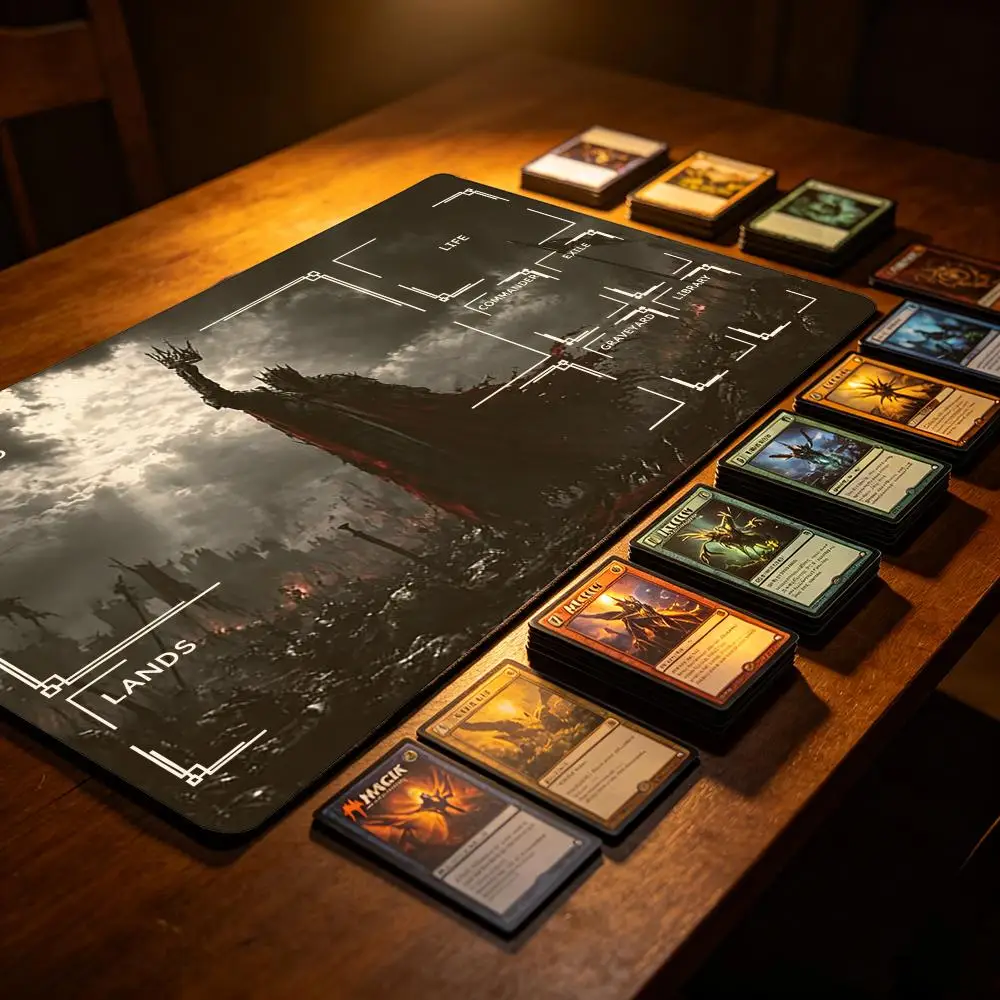 XXL Gaming & TCG Mouse Pad Dark King Battlefield Commander Zones Large Desk Mat Non-slip Seamed Edge for Gamer