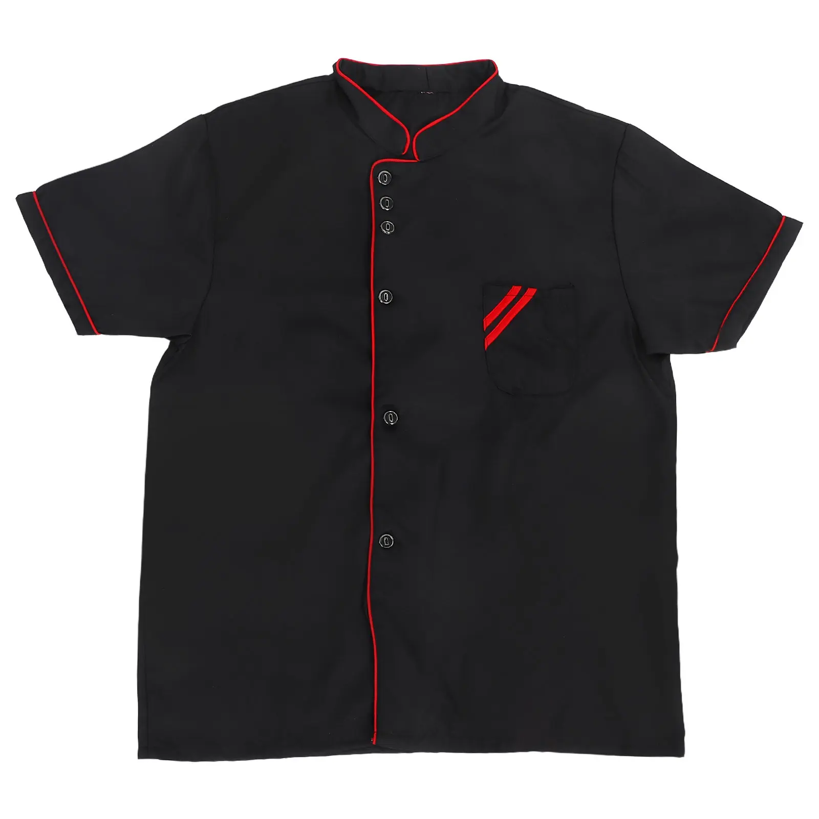 

Unisex Chef Coat Short Sleeve Black Lightweight Breathable Kitchen Staff Jacket Catering Workwear Professional Men