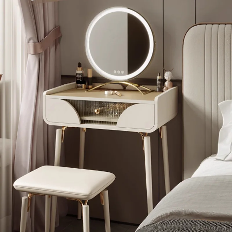 Modern Bedroom Vanity Table White Drawers Wood Girl Dressing Table Comfortable Cosmetics Chair Mesa De Maquillaje Home Furniture - Image 2